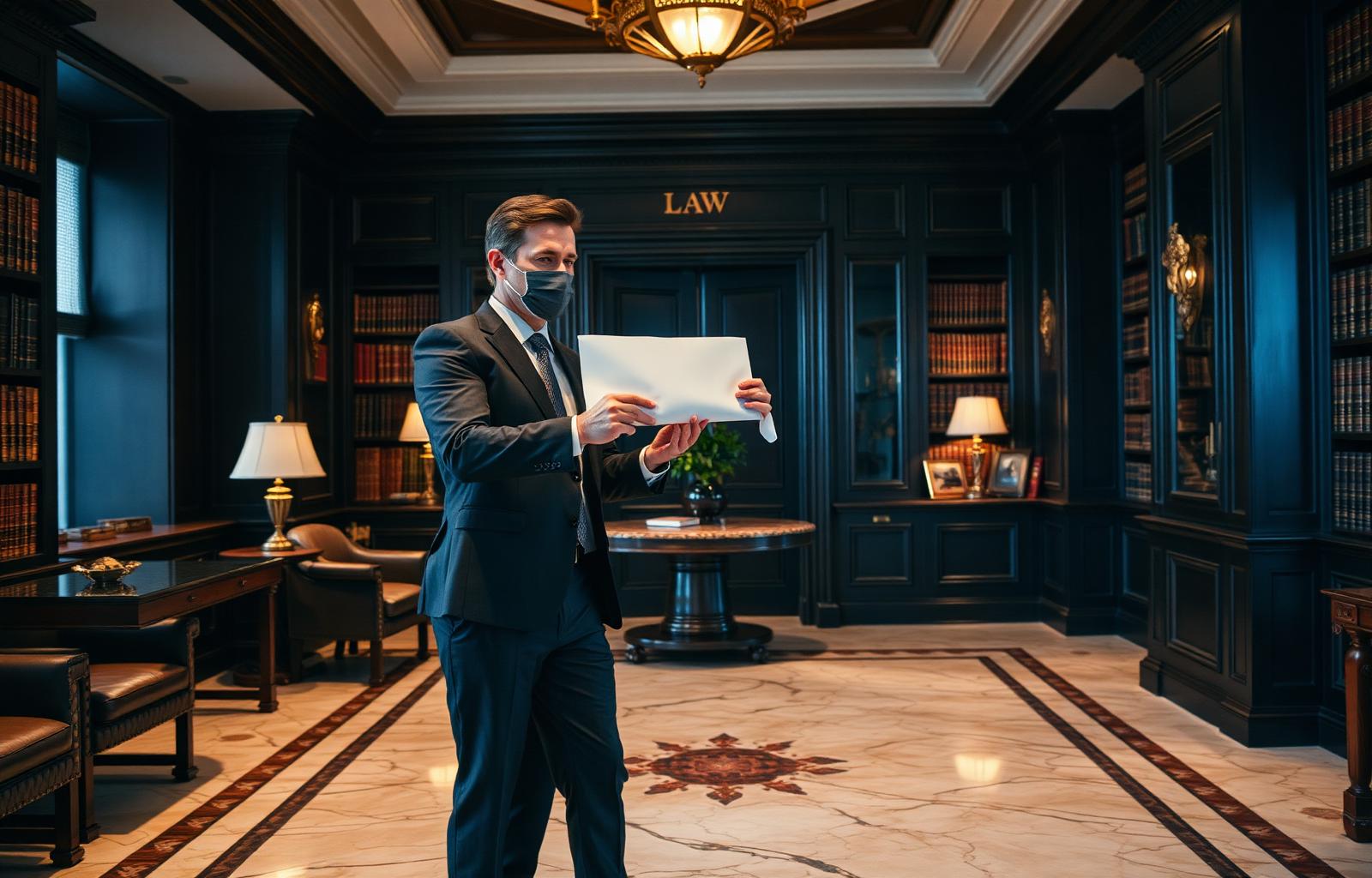 Courier handing a confidential document to a professional inside a London law firm